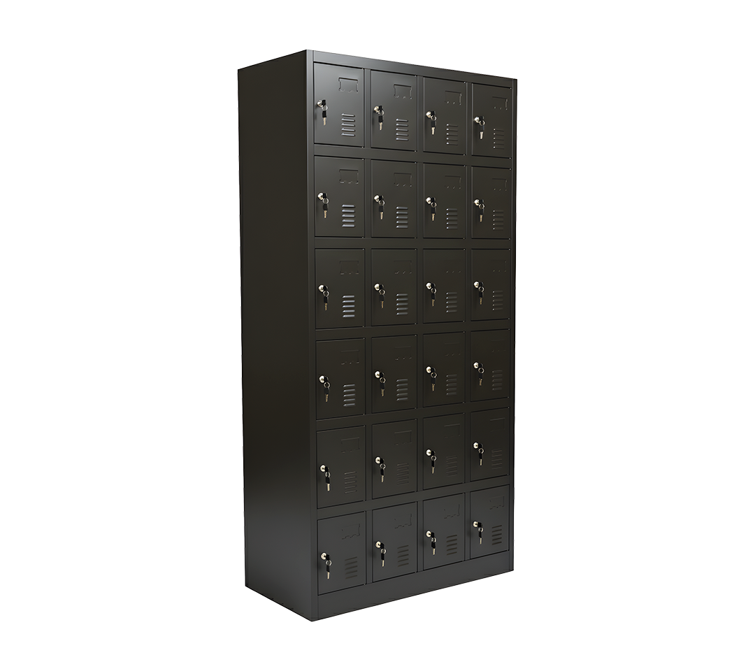 Locker Negro 24 Puertas fondo blanco